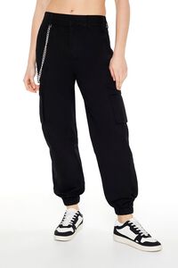 JET BLACK Wallet Chain Cargo Joggers, image 5