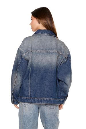 MEDIUM DENIM Stone Wash Denim Trucker Jacket, image 3