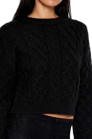 BLACK Cable & Honeycomb Knit Sweater, image 3