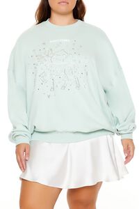 SEAFOAM/MULTI Plus Size Beaded Sagittarius Pullover, image 1