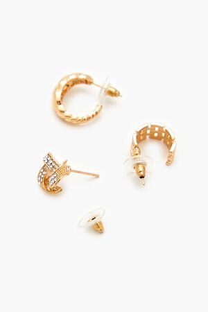 GOLD Twisted Stud & Hoop Earring Set, image 3