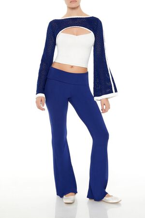 BLUE/WHITE Netted Crochet Shrug Sweater, image 2