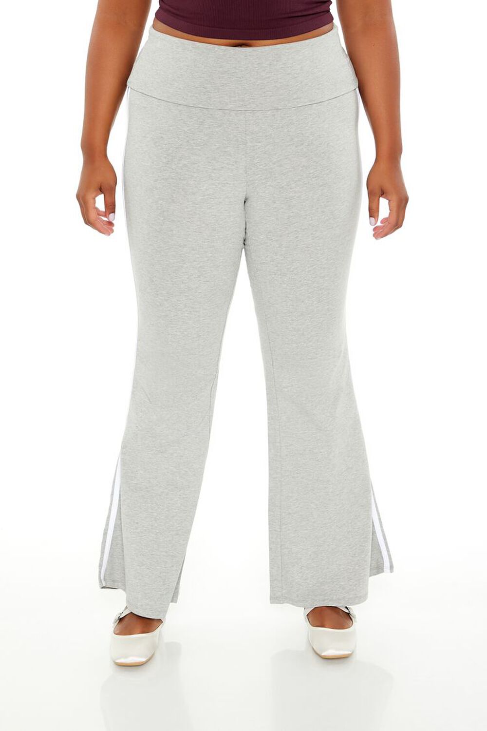 HEATHER GREY Plus Size Two-Tone Flare Leggings, image 2