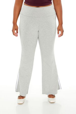 HEATHER GREY Plus Size Two-Tone Flare Leggings, image 2