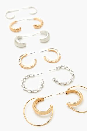 GOLD/SILVER Assorted Hoop Earring Set, image 2