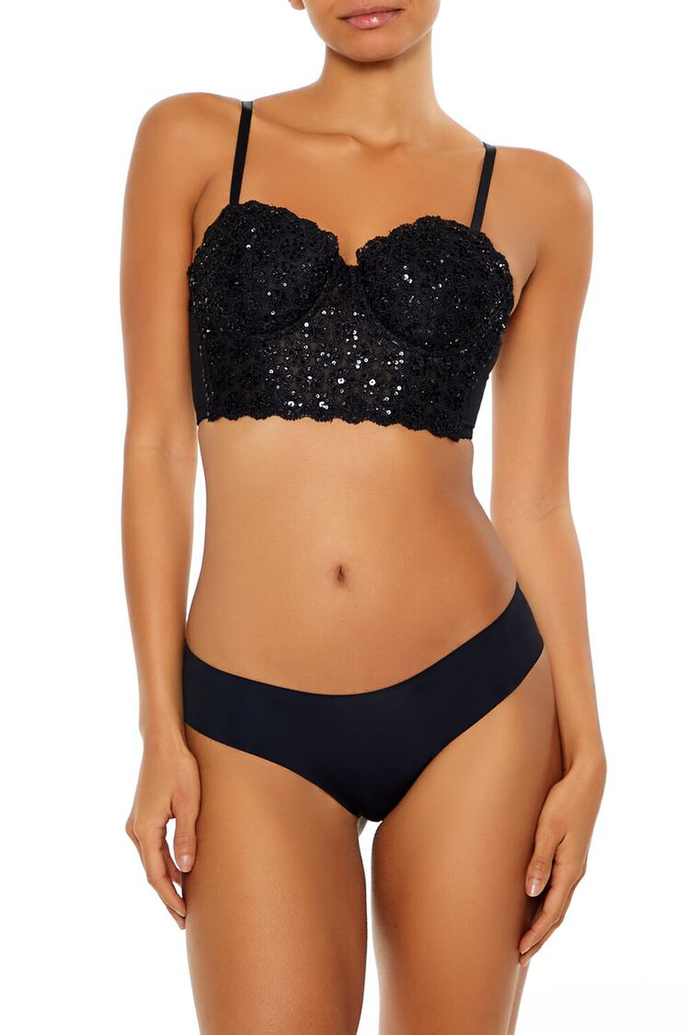 BLACK Sequin Lingerie Cropped Cami, image 1