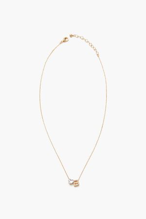 GOLD/T Faux Gem Initial Charm Necklace, image 1