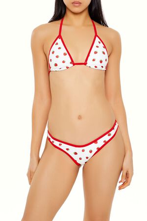 WHITE/MULTI Strawberry High-Leg Bikini Bottoms, image 3