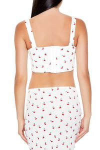 WHITE/MULTI Cherry Print Lingerie Corset Top, image 5