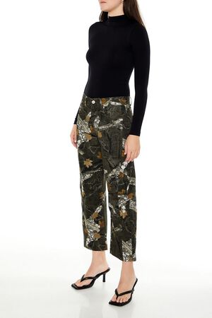 GREEN/MULTI Leaf Camo Print Twill Pants, image 3