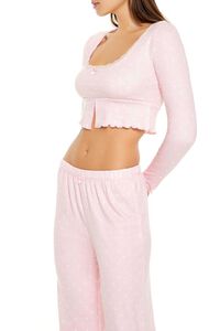 PINK/WHITE Polka Dot Bow Pajama Crop Top, image 4