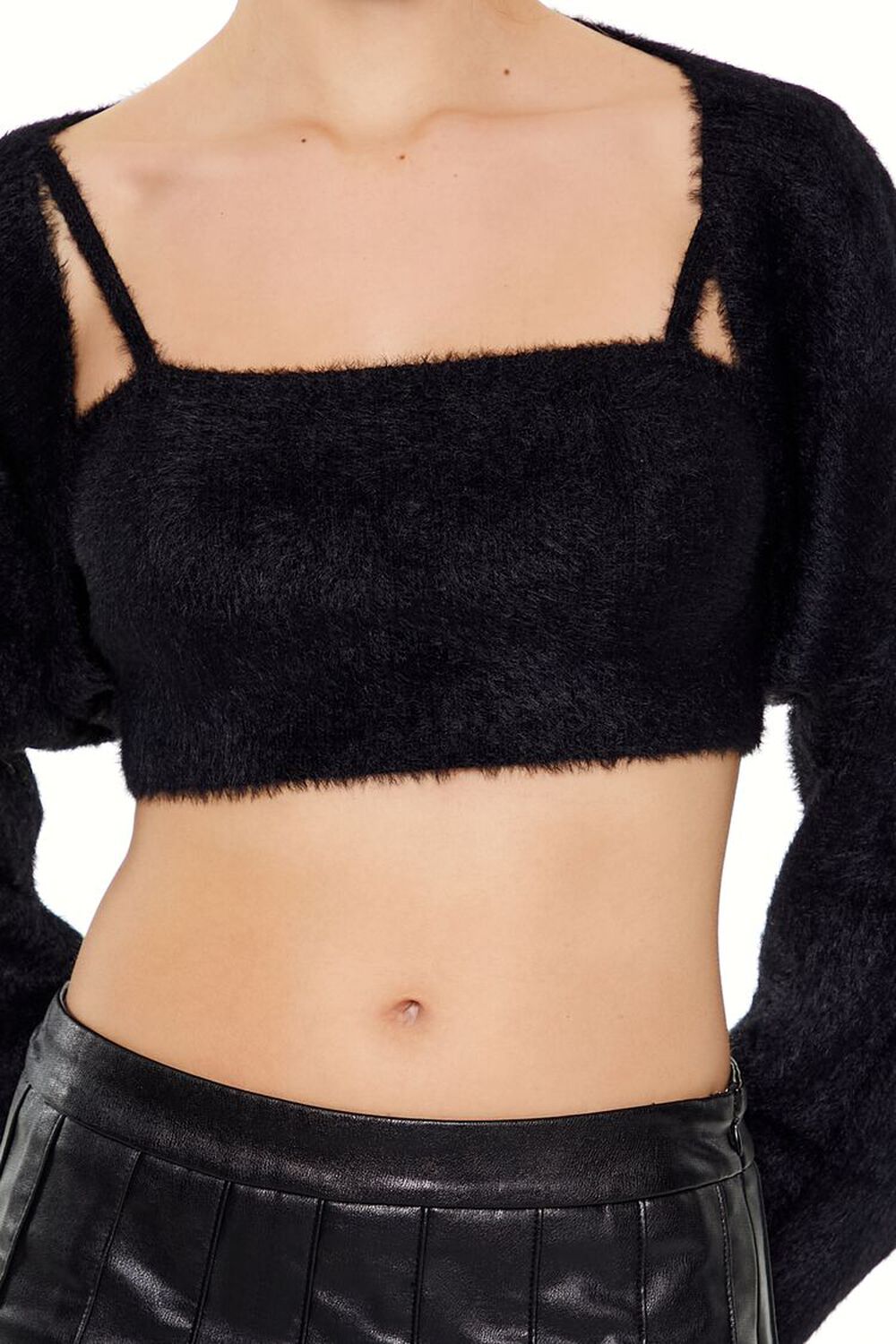 BLACK Cardigan Sweater & Cropped Cami Set, image 3