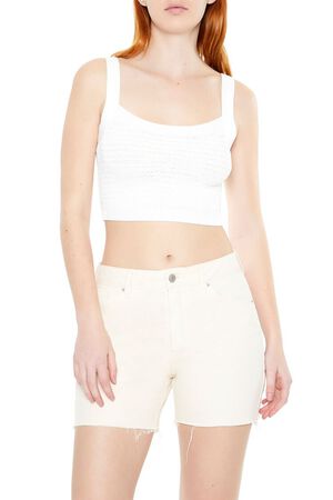 WHITE Sweater-Knit Crop Top, image 1