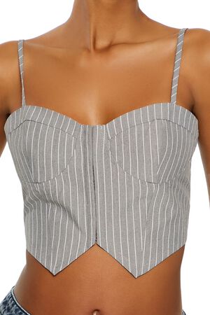 GREY/WHITE Pinstriped Cropped Cami, image 3