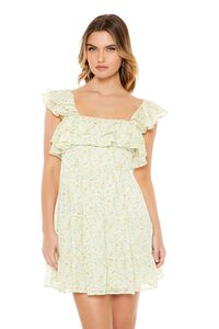 SAGE/MULTI Ditsy Floral Ruffle Mini Dress, image 4