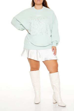 SEAFOAM/MULTI Plus Size Beaded Aquarius Pullover, image 2