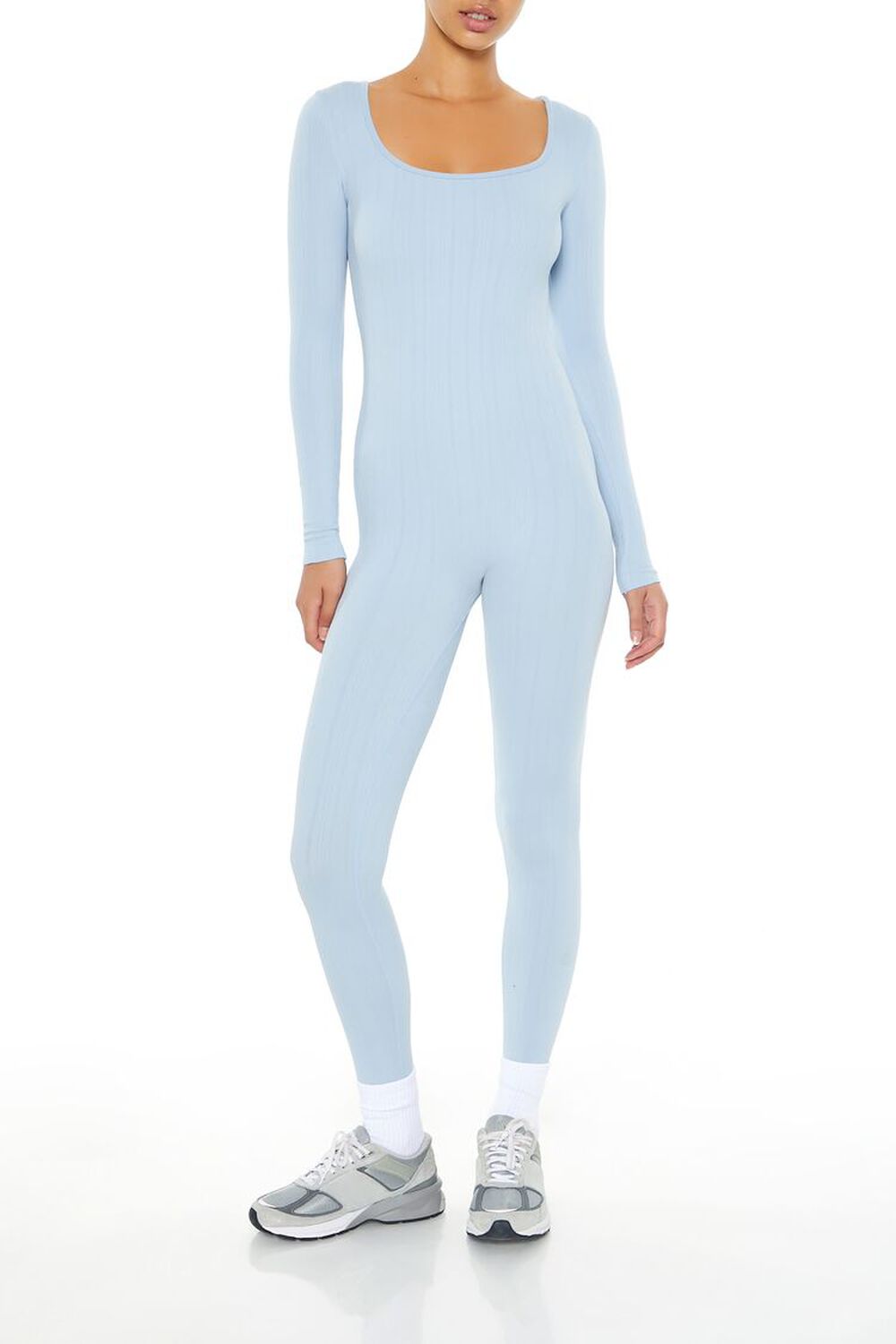 STONE BLUE Scoop Ribbed Knit Jumpsuit, image 1
