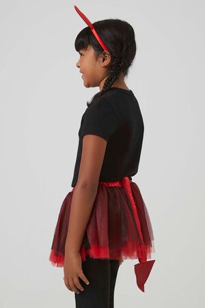 BLACK/RED Girls Devil Skirt & Horns Costume Set (Kids), image 2