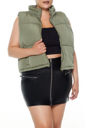 LILAC SHEEN Plus Size Cropped Puffer Vest, image 1
