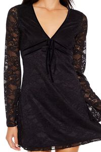 BLACK Lace Bow Mini Dress, image 5