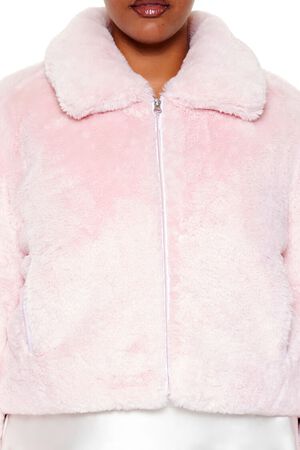 BLOSSOM Plus Size Faux Fur Zip-Up Coat, image 3