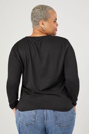 BLACK/MULTI Plus Size Rock N Roll Slashed Tee, image 3
