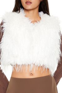 EGRET Shaggy Faux Fur Cropped Vest, image 3