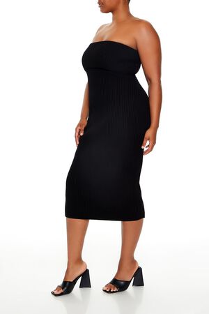 BLACK Plus Size Tube Midi Sweater Dress, image 3