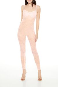 BABY PINK Fitted Sheer Lace Cami Jumpsuit, image 1