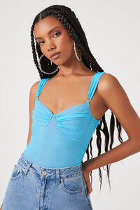 BLUE/PINK Mesh Sweetheart Bodysuit, image 7