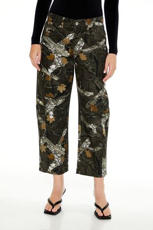 GREEN/MULTI Leaf Camo Print Twill Pants, image 2