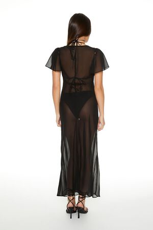 WHITE Sheer Chiffon Maxi Dress, image 3