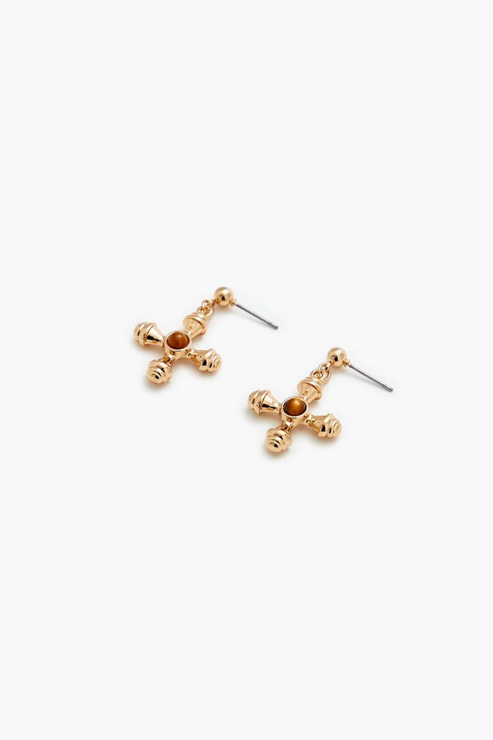 GOLD Faux Stone Cross Drop Earrings, image 2