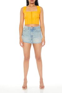 ORANGE Lace-Trim Corset Crop Top, image 4