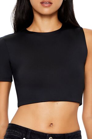 WHITE Contour Sculpt Asymmetrical Cropped Tee, image 3