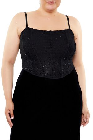 BLACK Plus Size Sequin Corset Cami, image 1