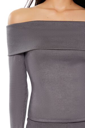 GREY Foldover Off-the-Shoulder Top, image 3