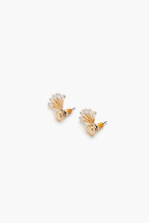 GOLD/CLEAR Rhinestone Heart Stud Earrings, image 2