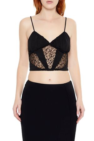 BLACK Lace Cropped Cami, image 1