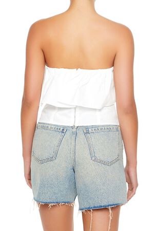 WHITE Poplin Flounce Tube Top, image 3
