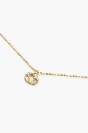 GOLD/AQUARIUS Rhinestone Zodiac Charm Necklace, image 3