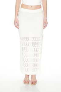 WHITE Pointelle Sweater-Knit Maxi Skirt, image 4