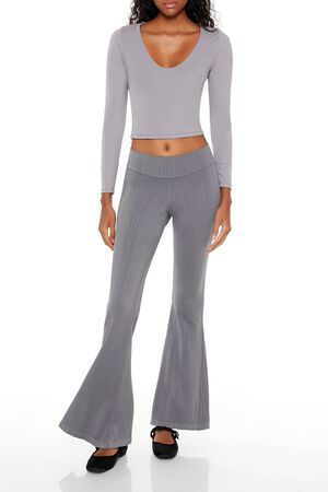 DARK GREY Seamless High-Rise Flare Pants, image 1