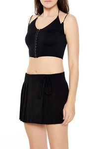 BLACK Seamless Halter Cropped Cami, image 4