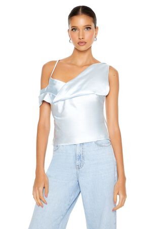 BLUE MIST Draped Satin Cami, image 1