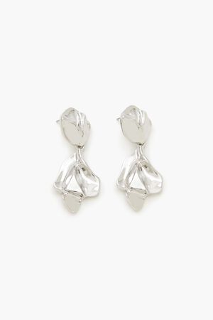 SILVER Hammered Abstract Drop Earrings, image 1