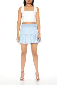 WHITE Lace-Trim Corset Crop Top, image 4
