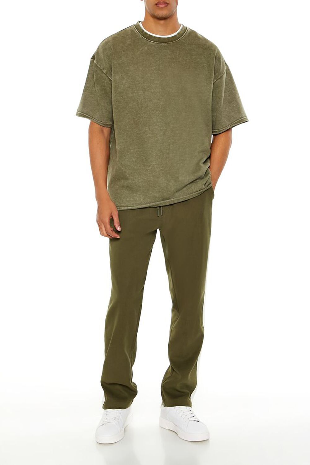 OLIVE/CREAM Striped Drawstring Pants, image 1