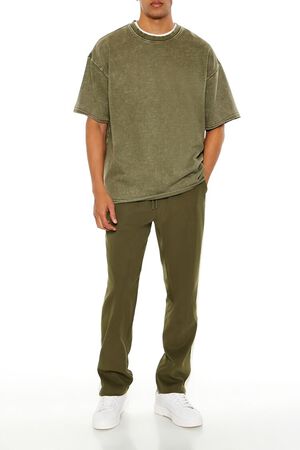 OLIVE/CREAM Striped Drawstring Pants, image 1