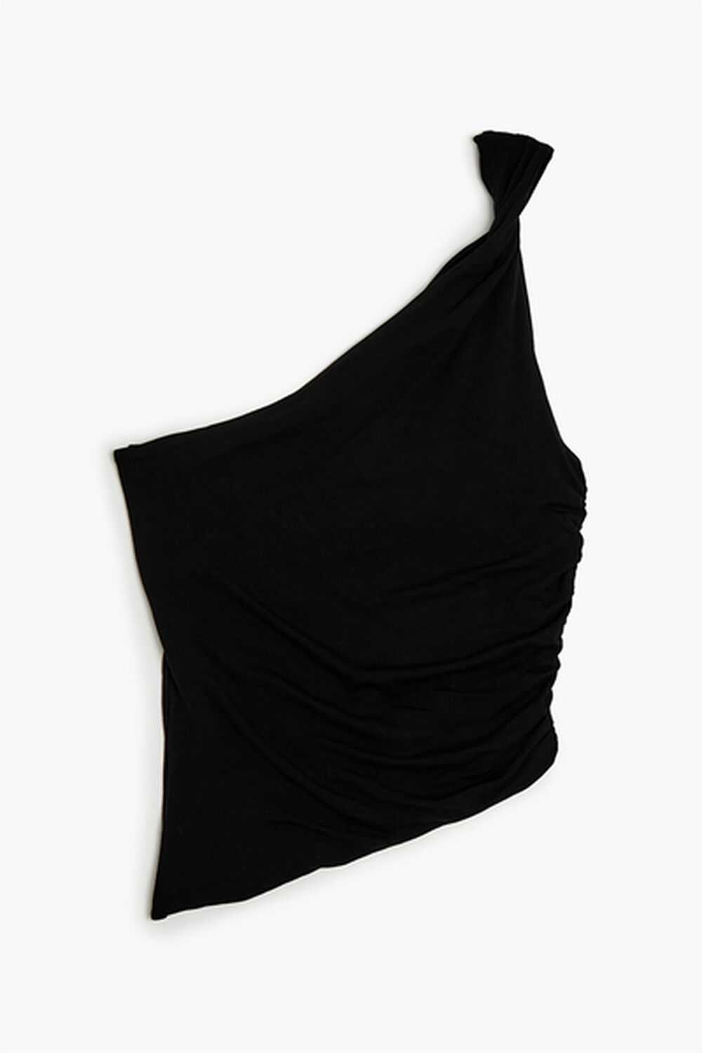 BLACK Twisted One-Shoulder Crop Top, image 1